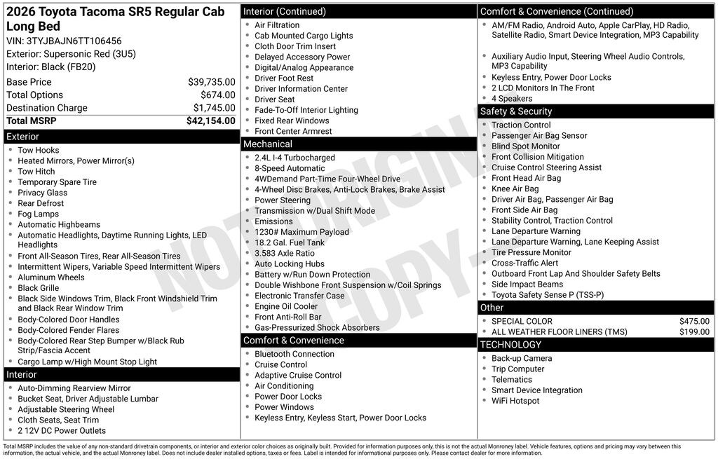 New 2026 Toyota Tacoma SR5 4X4 XTRACAB