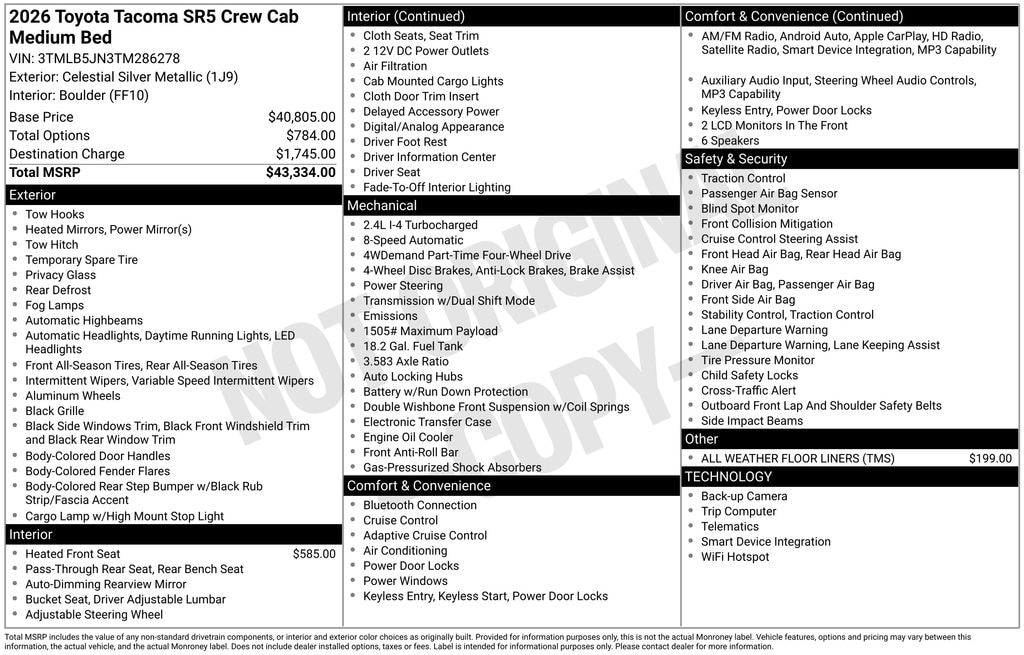 New 2026 Toyota Tacoma SR5 4X4 DOUBLE CAB