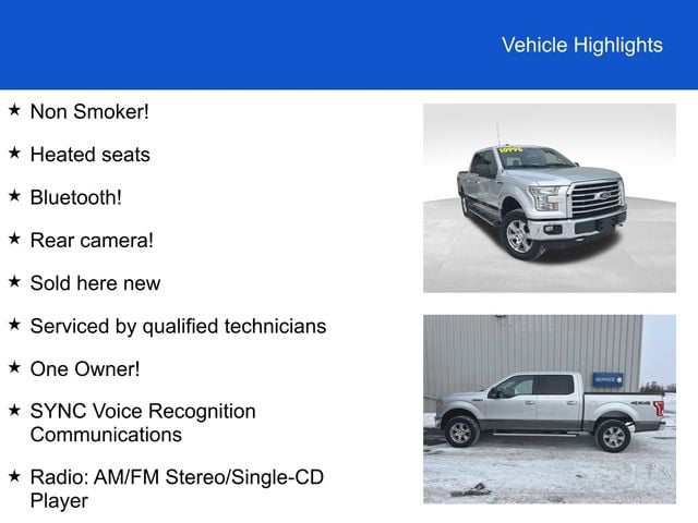 Used 2016 Ford F-150 XLT with VIN 1FTEW1EF8GFB35614 for sale in Defiance, OH