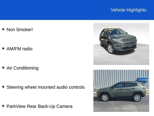 Used 2018 Jeep Compass Sport with VIN 3C4NJDAB0JT213299 for sale in Defiance, OH