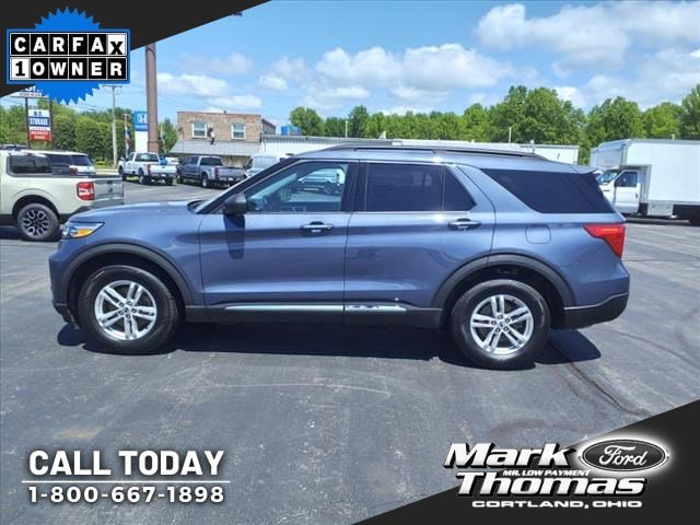 Used 2021 Ford Explorer XLT with VIN 1FMSK8DH2MGA38677 for sale in Cortland, OH