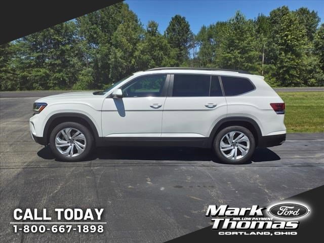 Used 2021 Volkswagen Atlas SE w/Tech with VIN 1V2KR2CA7MC503011 for sale in Cortland, OH