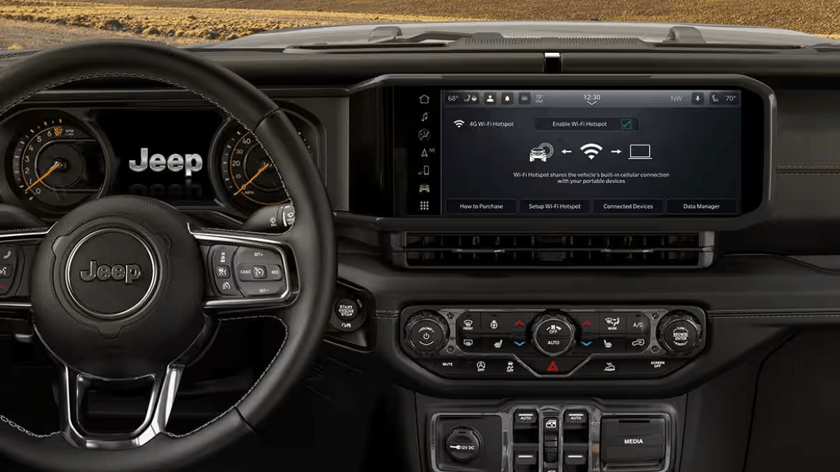 Interior shot of the Jeep Wrangler