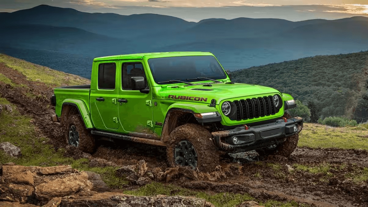 Jeep Gladiator traveling through a mud trail