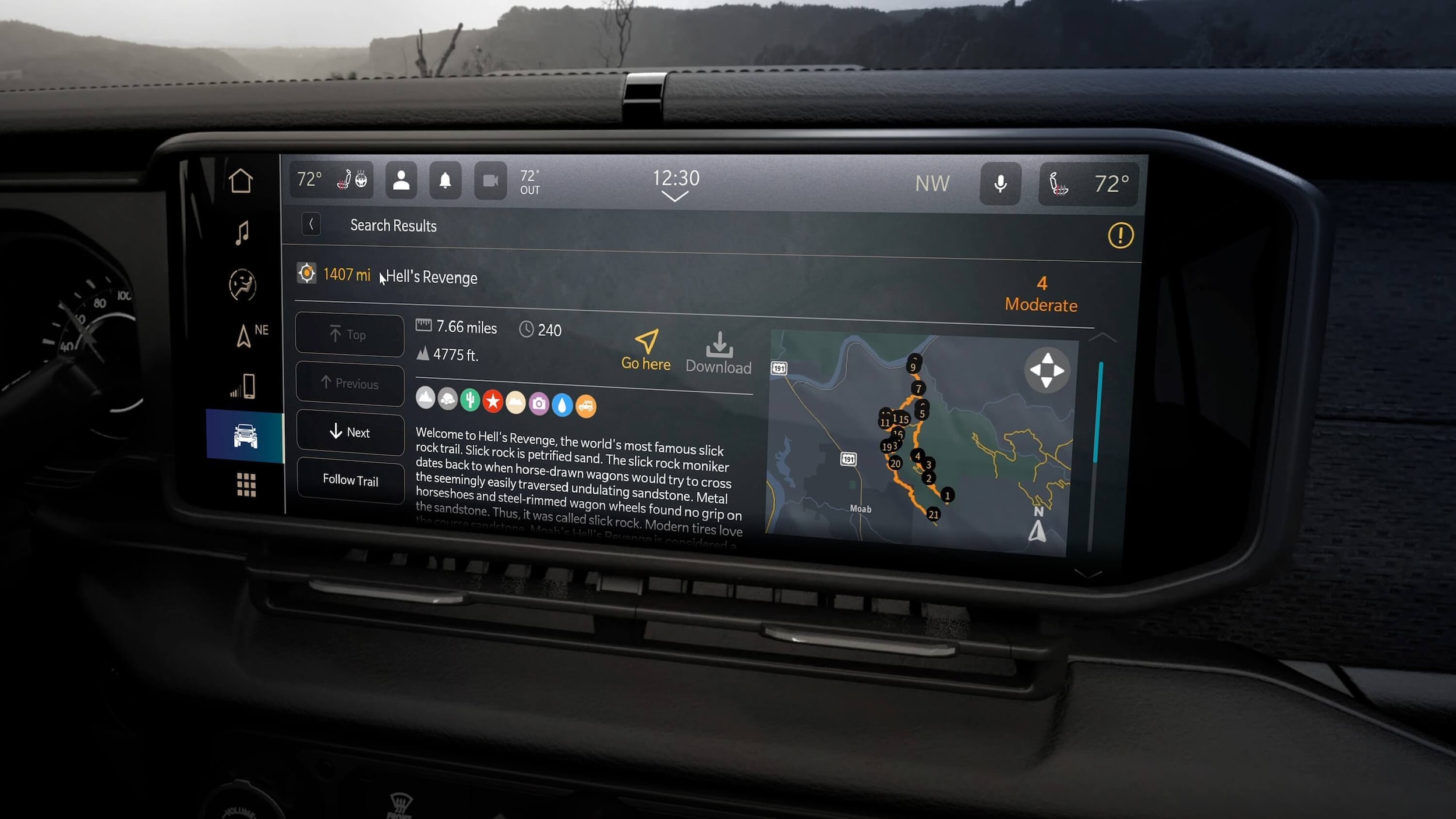 Interior shot of the Jeep Gladiator