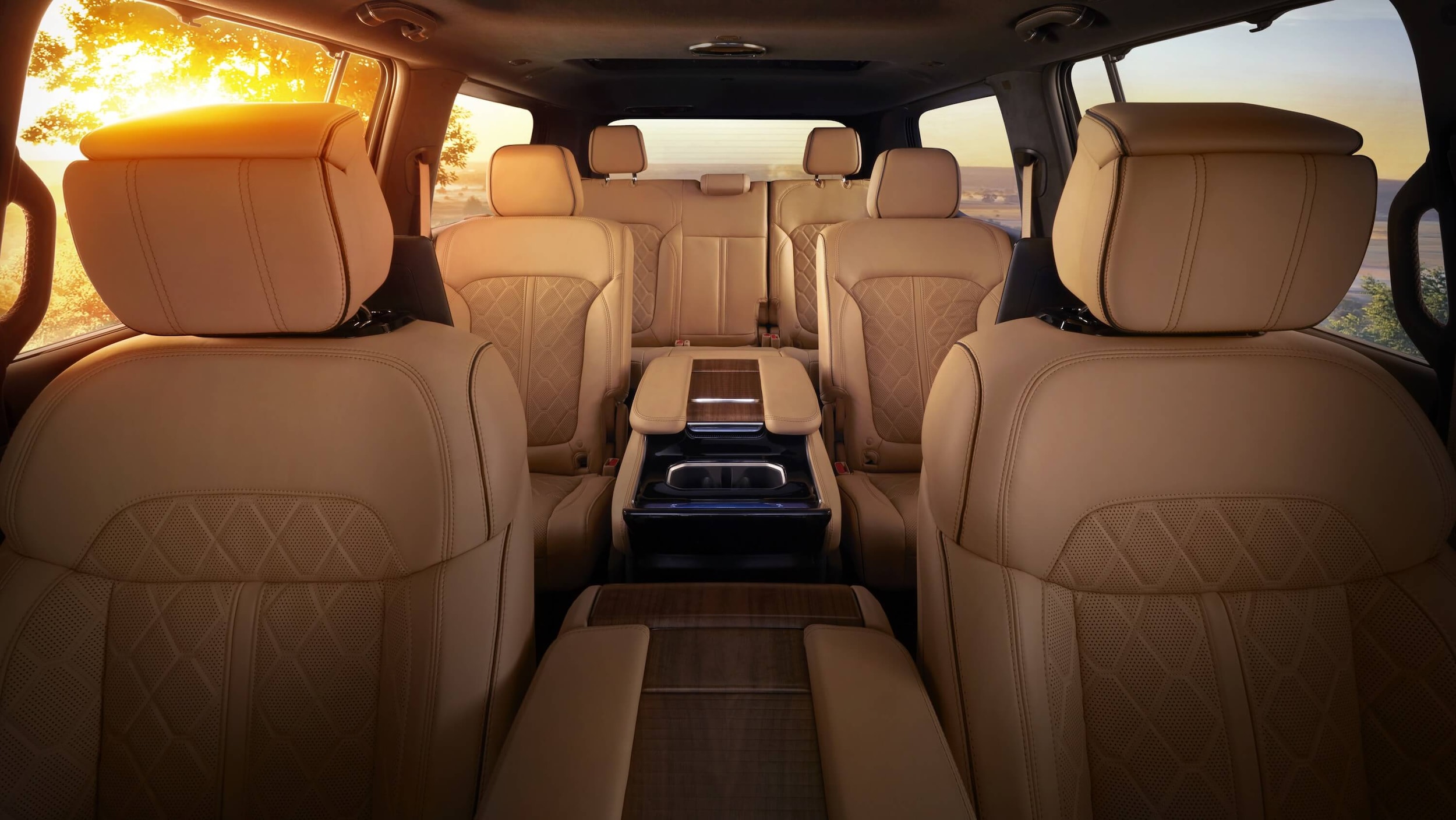 Interior shot of the Jeep Grand Wagoneer