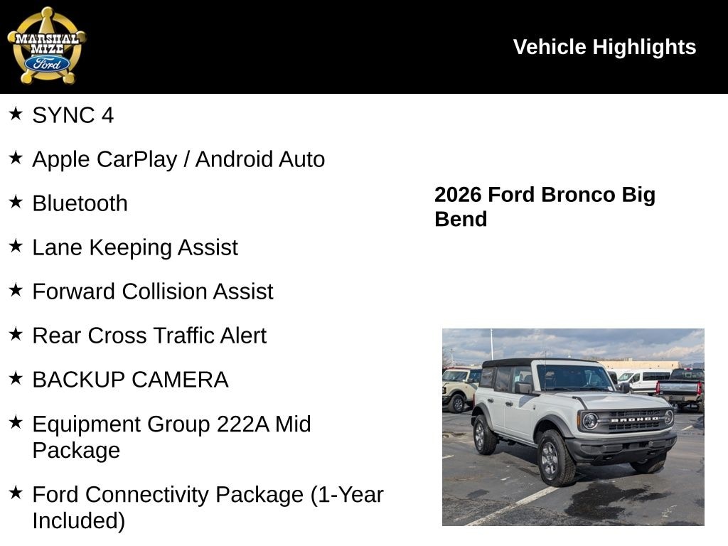 New 2026 Ford Bronco Big Bend SUV