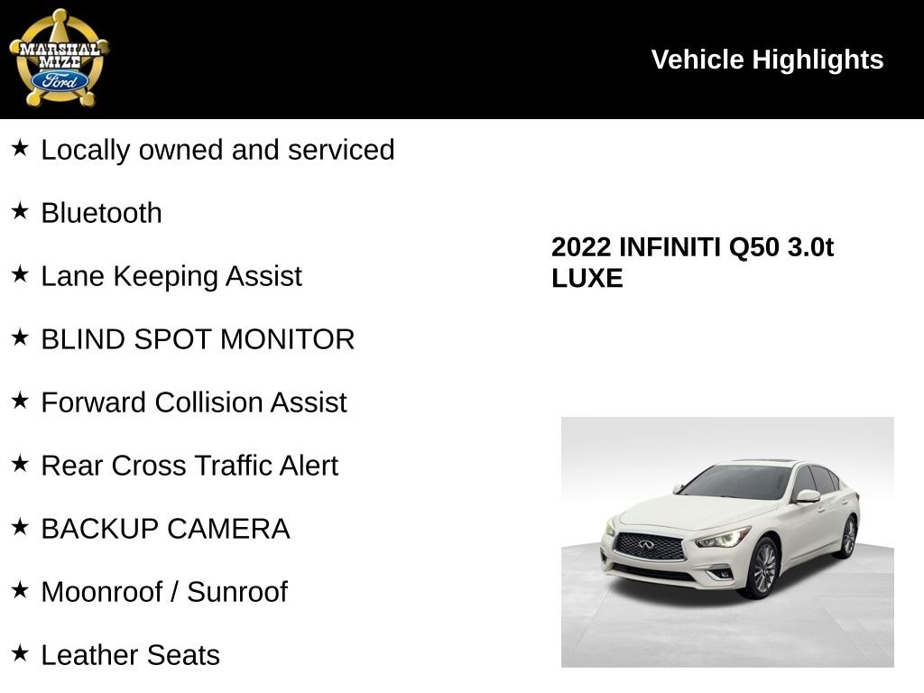 Used 2022 INFINITI Q50 Luxe Sedan