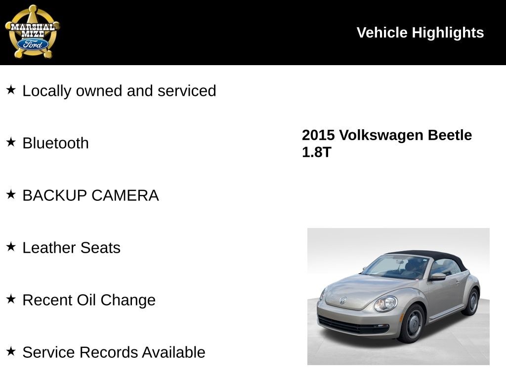Used 2015 Volkswagen Beetle 1.8T Classic Convertible