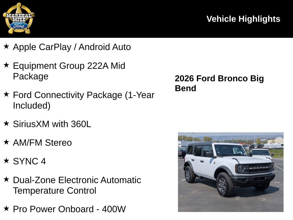 New 2026 Ford Bronco Big Bend SUV