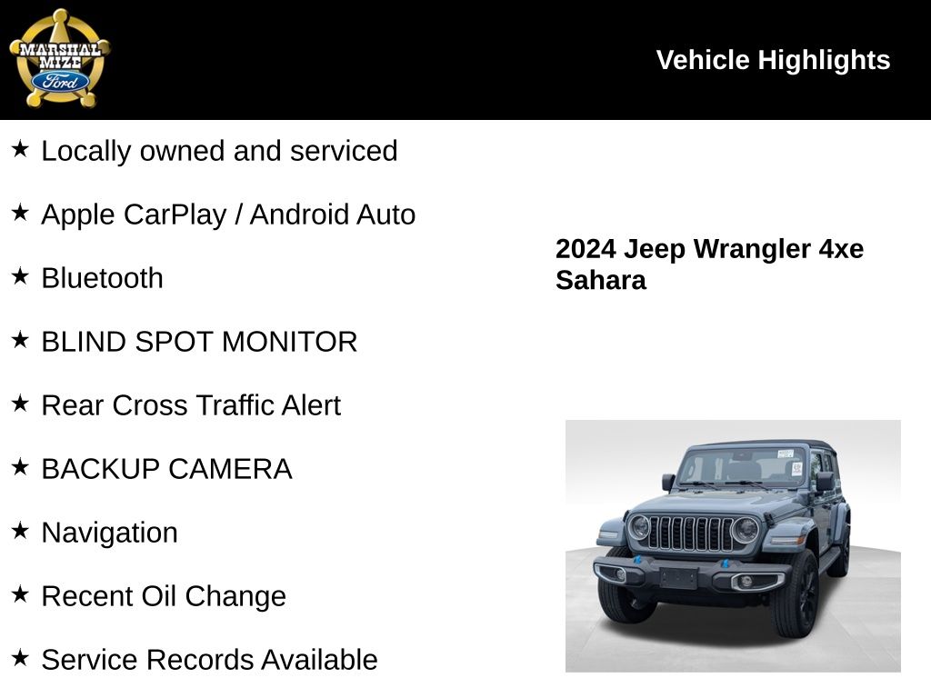 Used 2024 Jeep Wrangler 4xe Sahara 4XE with VIN 1C4RJXP67RW168333 for sale in Chattanooga, TN