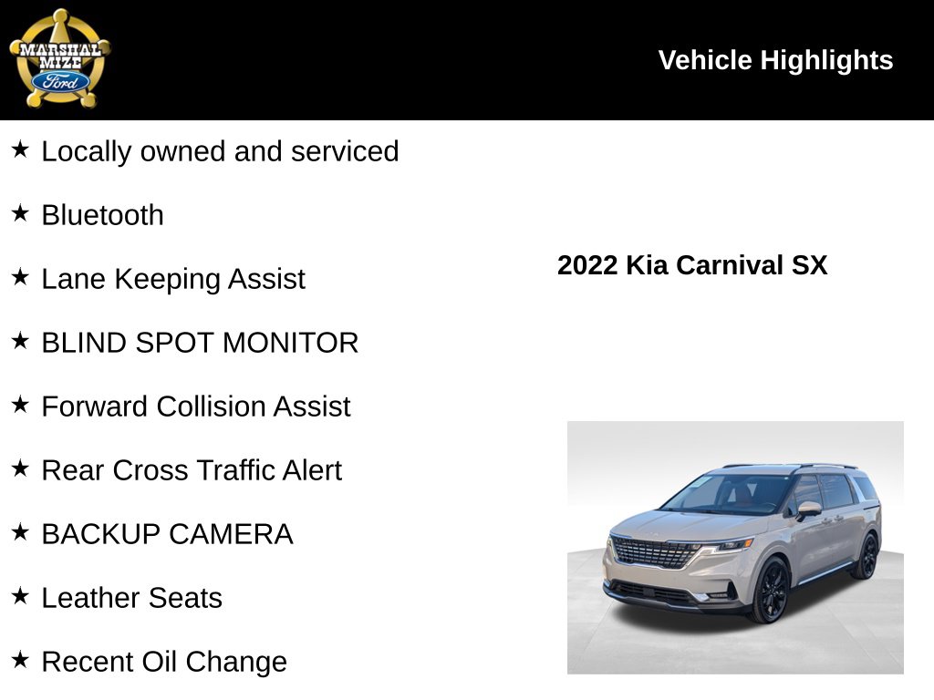 Certified 2022 Kia Carnival SX Minivan/Van