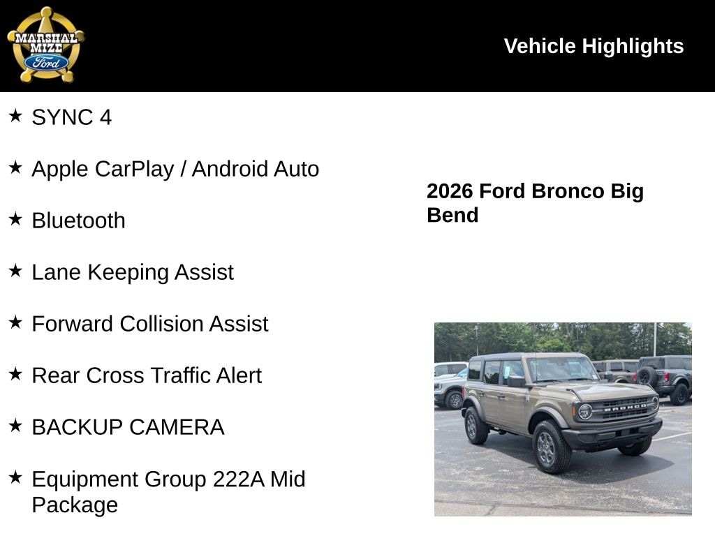 New 2026 Ford Bronco Big Bend SUV