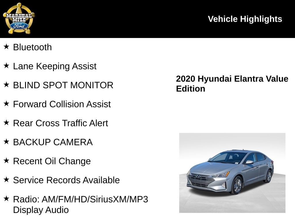 Used 2020 Hyundai Elantra Value Edition Sedan