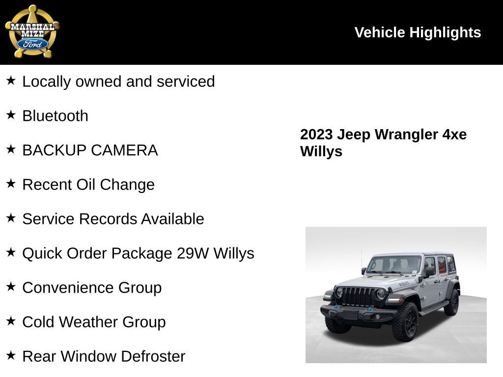 Used 2023 Jeep Wrangler 4xe Willys 4XE with VIN 1C4JJXN60PW591980 for sale in Chattanooga, TN