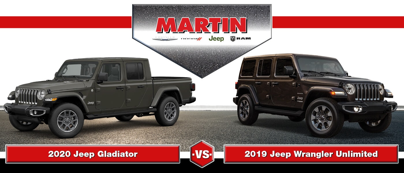 2020 Jeep Gladiator vs. 2019 Jeep Wrangler comparison