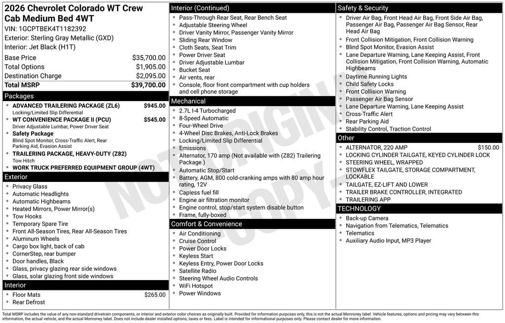New 2026 Chevrolet Colorado WT Truck