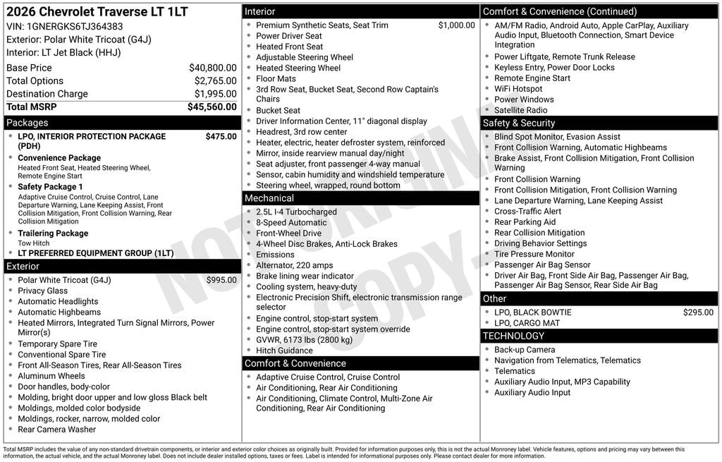 New 2026 Chevrolet Traverse LT SUV