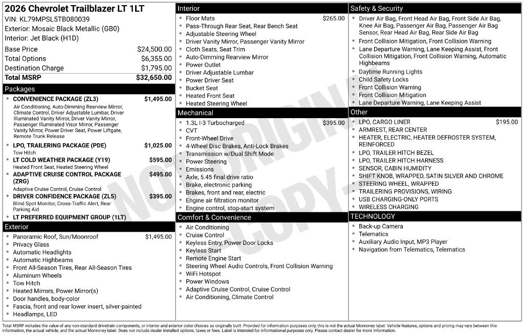 New 2026 Chevrolet Trailblazer LT SUV