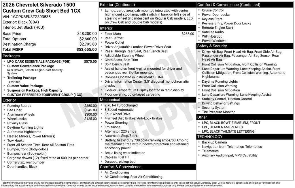 New 2026 Chevrolet Silverado 1500 Custom Truck