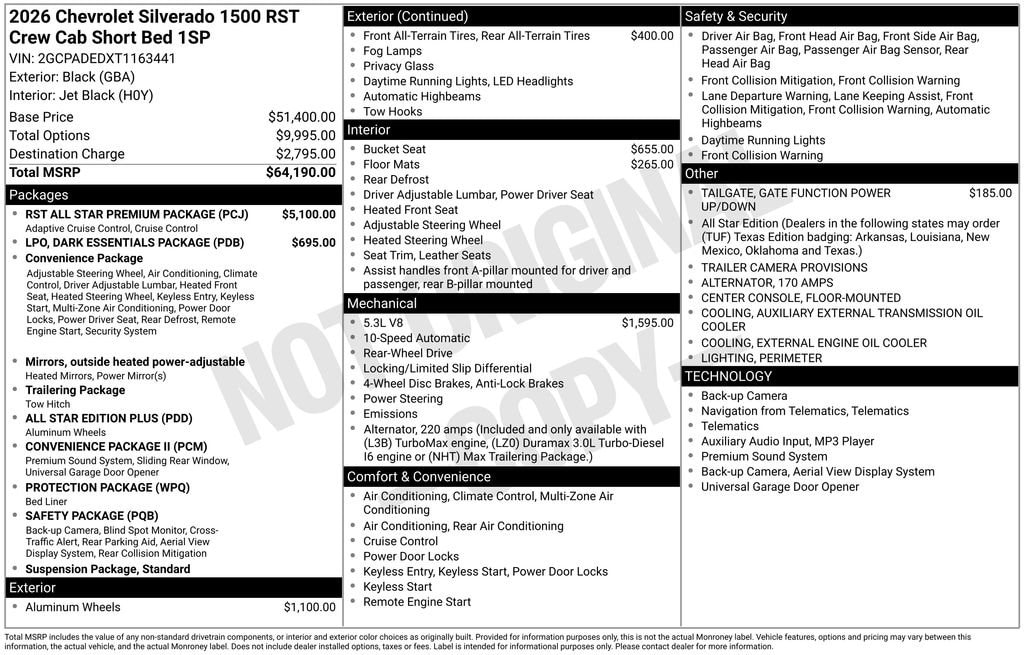 New 2026 Chevrolet Silverado 1500 RST Truck