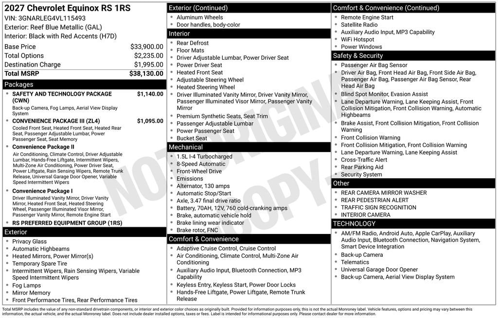 New 2027 Chevrolet Equinox FWD RS SUV