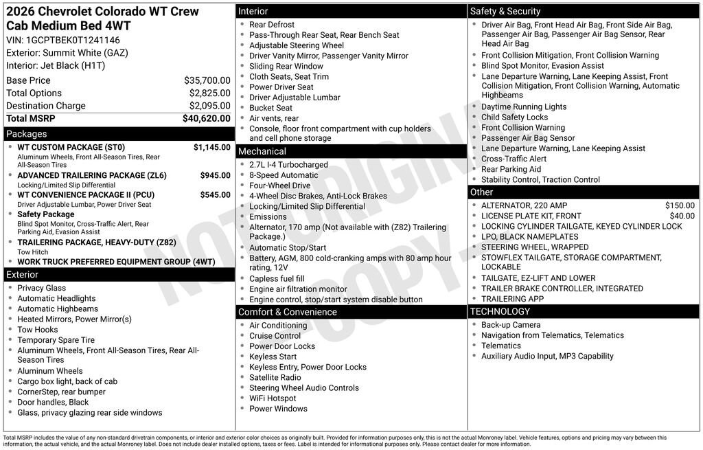New 2026 Chevrolet Colorado WT Truck