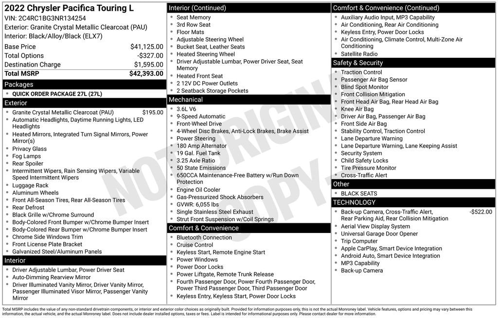 2022 Chrysler Pacifica Touring L's photo