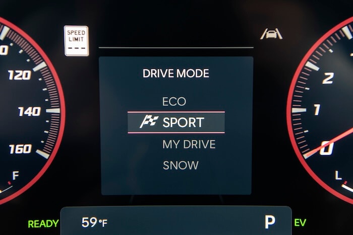 2026 Hyundai Tucson digital instrument cluster showing selectable drive modes