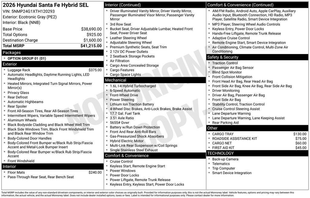 New 2026 Hyundai Santa Fe Hybrid SEL SUV