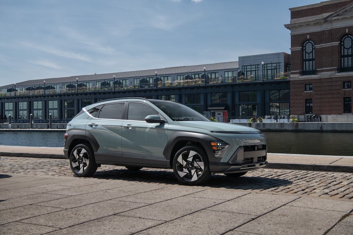 Hyundai Kona compact SUV parked beside the waterfront