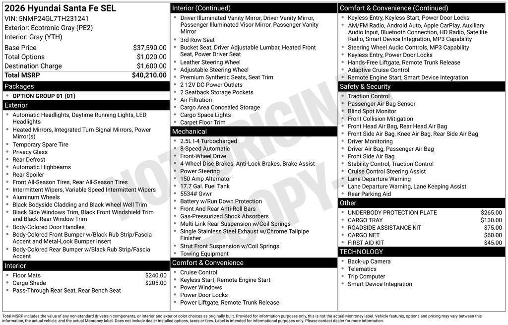 New 2026 Hyundai Santa Fe SEL FWD SUV