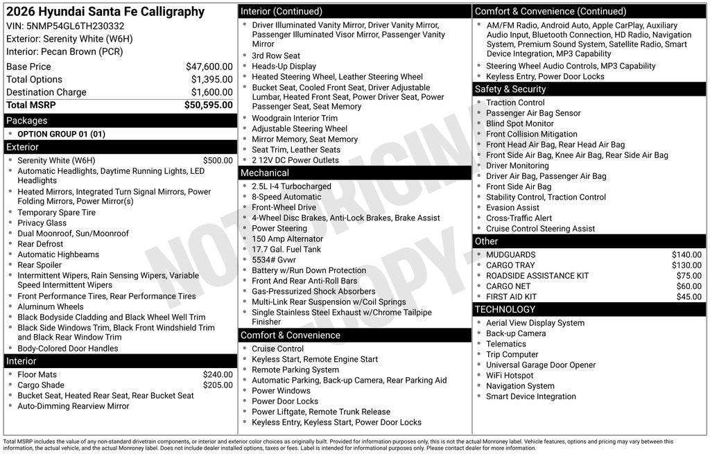 New 2026 Hyundai Santa Fe Calligraphy SUV
