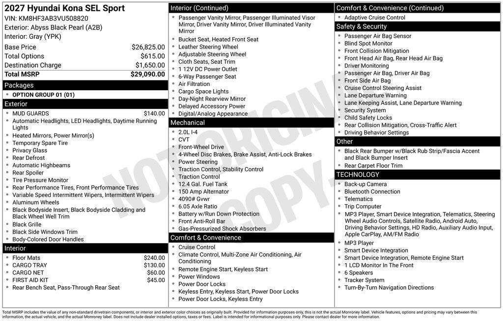 New 2027 Hyundai Kona SEL Sport SUV