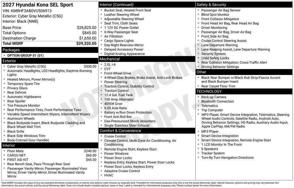 New 2027 Hyundai Kona SEL Sport SUV