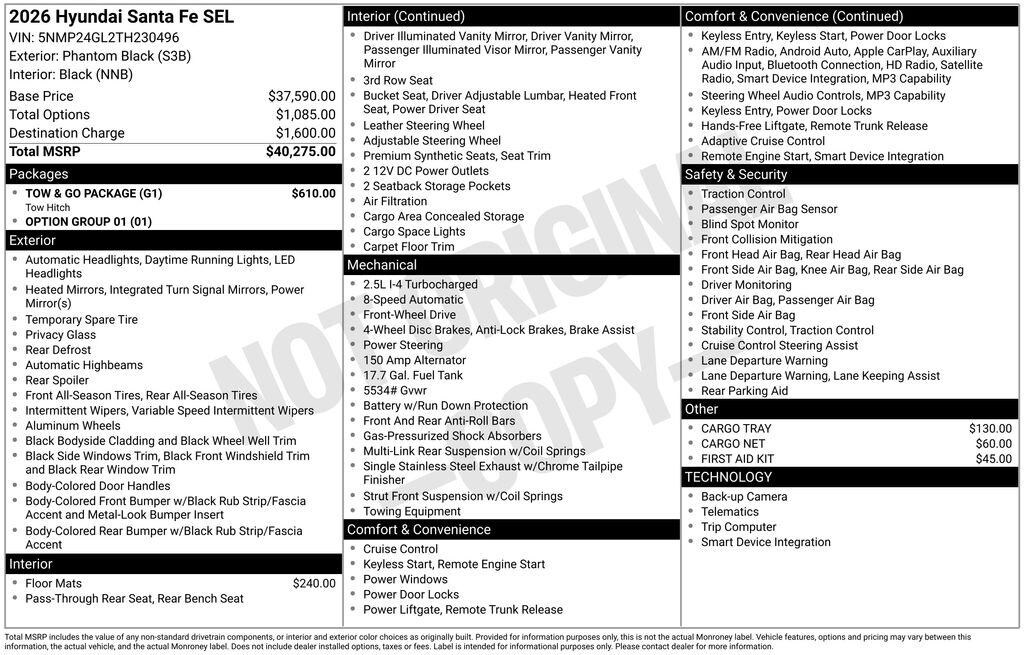 New 2026 Hyundai Santa Fe SEL SUV