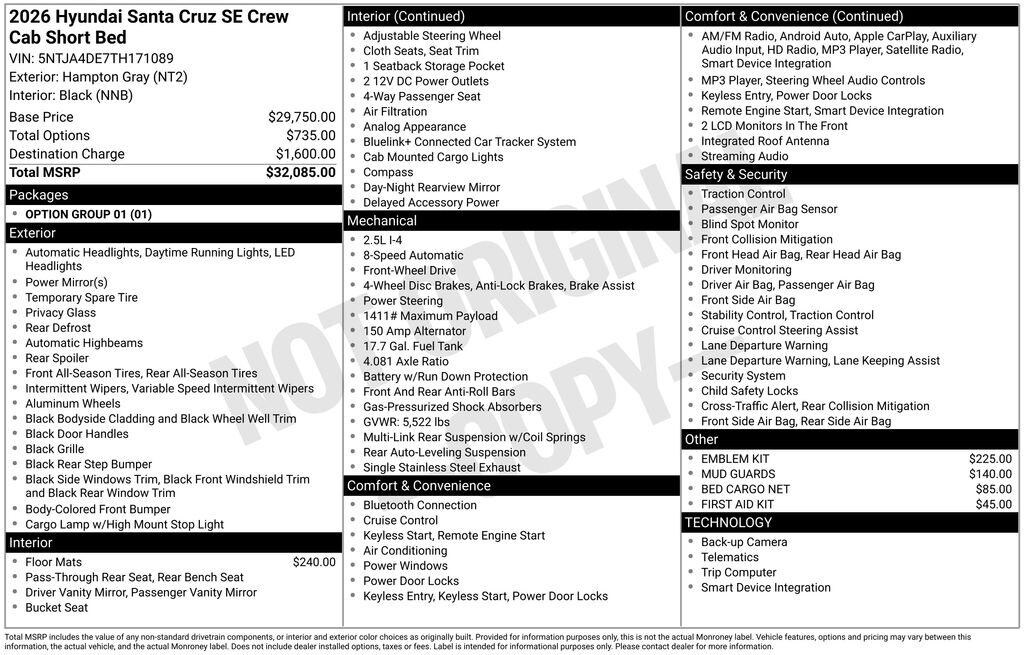 New 2026 Hyundai Santa Cruz SE Truck Crew Cab