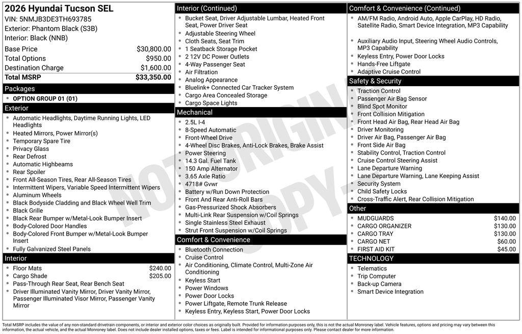 New 2026 Hyundai Tucson SEL SUV