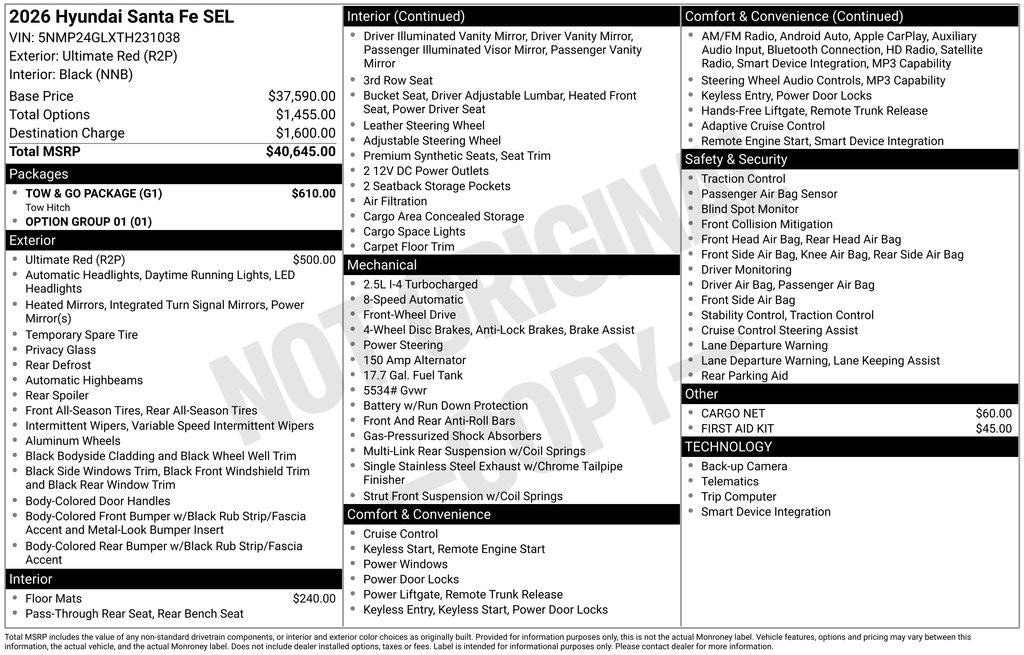 New 2026 Hyundai Santa Fe SEL SUV