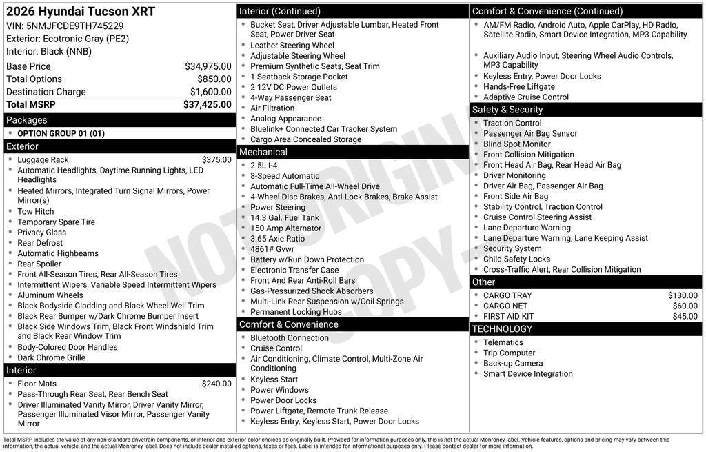 New 2026 Hyundai Tucson XRT SUV