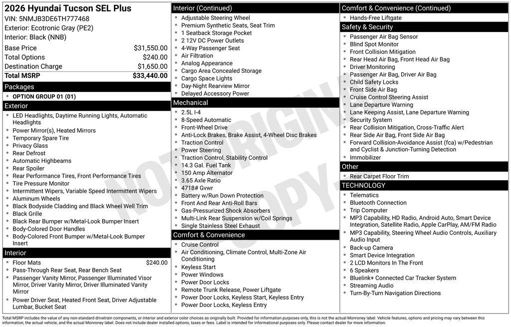 New 2026 Hyundai Tucson SEL SUV