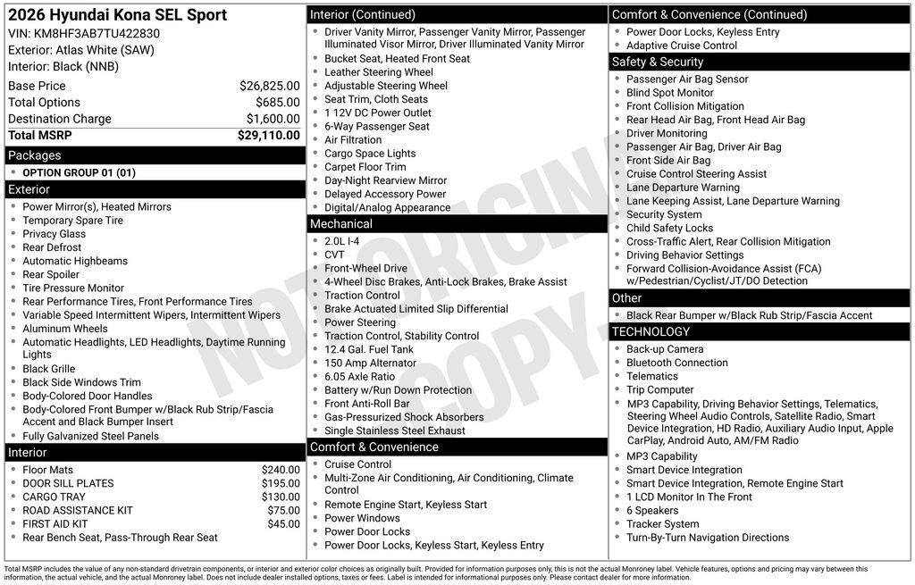 New 2026 Hyundai Kona SEL Sport SUV