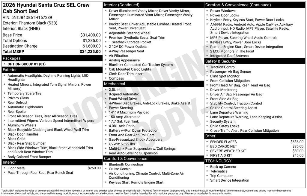 New 2026 Hyundai Santa Cruz SEL Truck Crew Cab