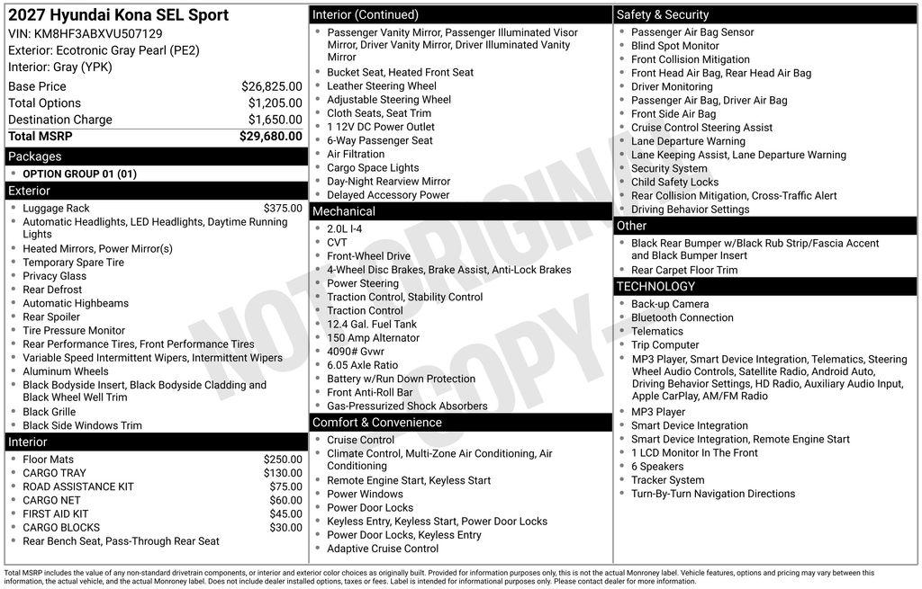 New 2027 Hyundai Kona SEL Sport SUV