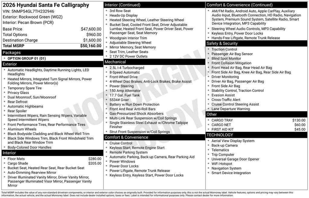 New 2026 Hyundai Santa Fe Calligraphy SUV