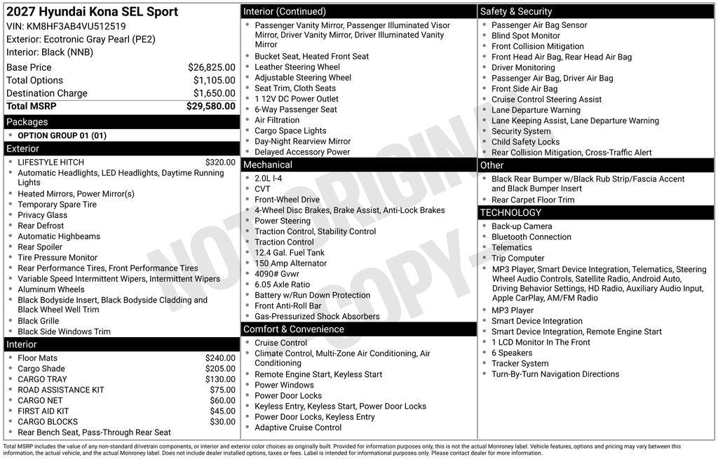 New 2027 Hyundai Kona SEL Sport SUV