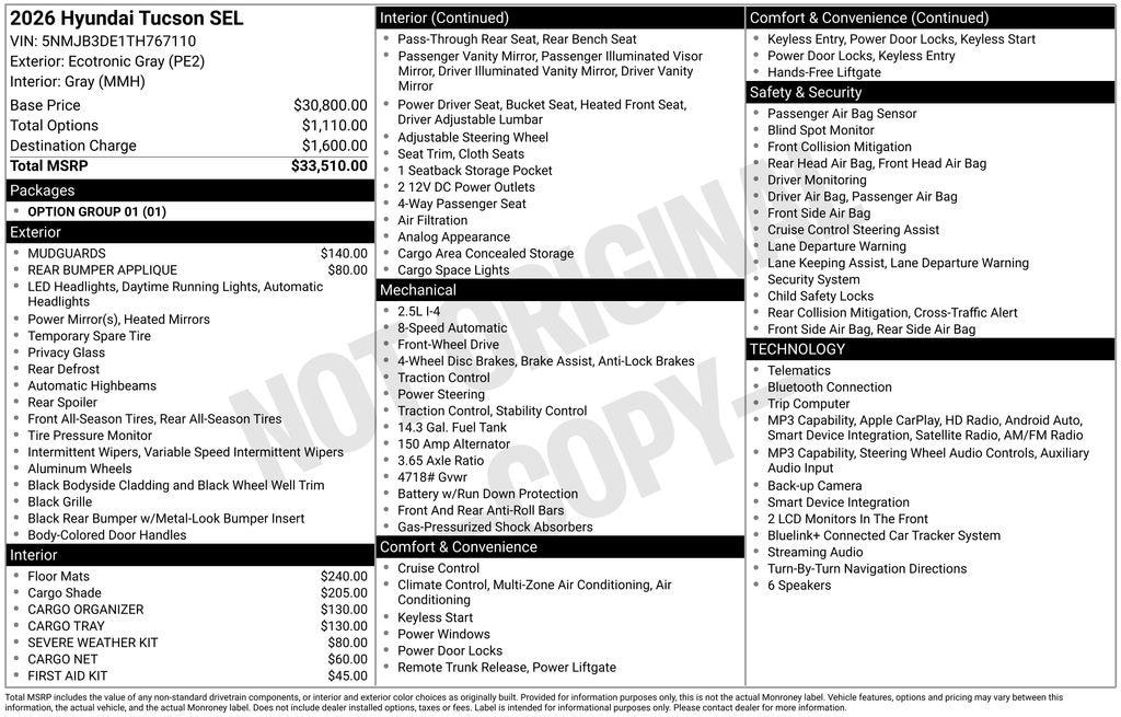New 2026 Hyundai Tucson SEL SUV