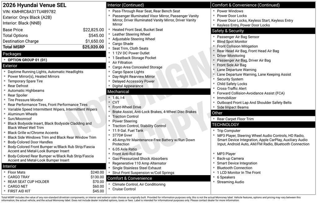 New 2026 Hyundai Venue SEL SUV