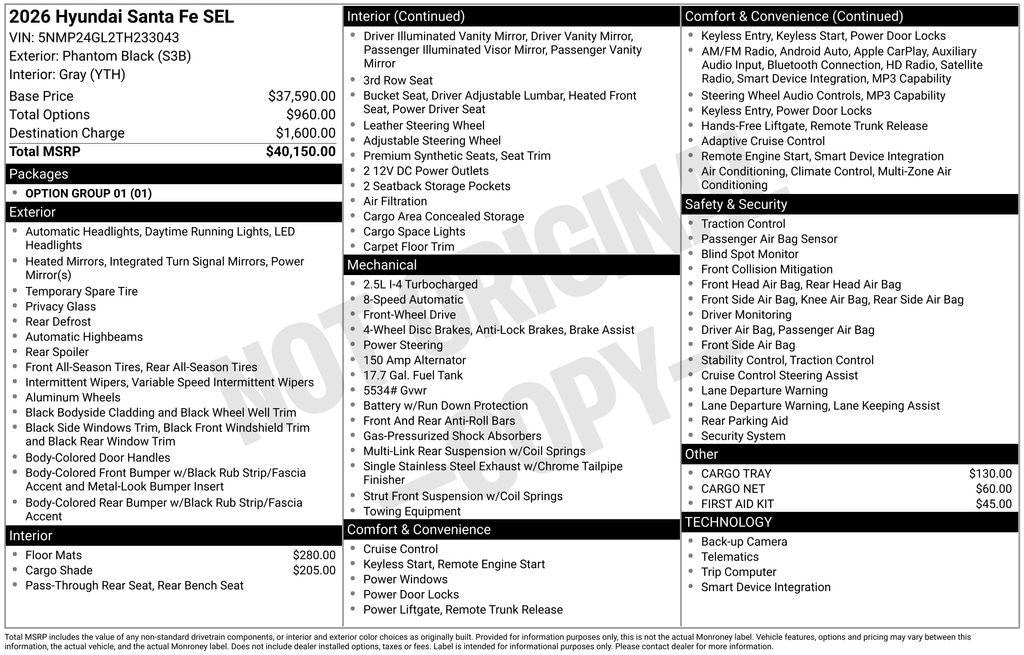 New 2026 Hyundai Santa Fe SEL SUV