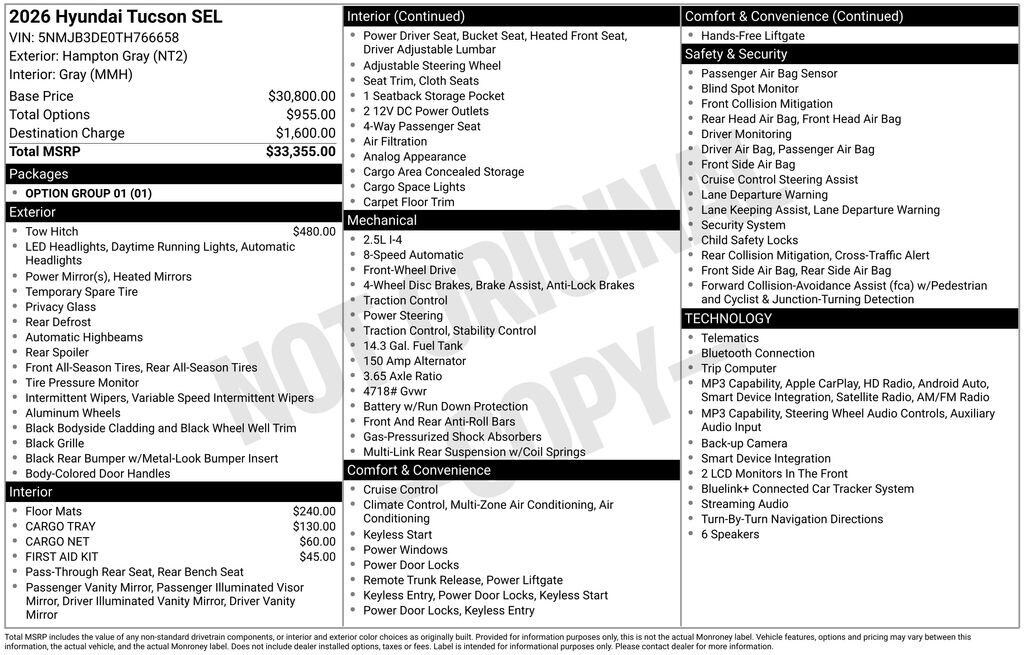 New 2026 Hyundai Tucson SEL SUV